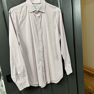 Old Navy Men's Reg Fit Long Sleeve Button up Shirt Large Pink White Slim Signatu
